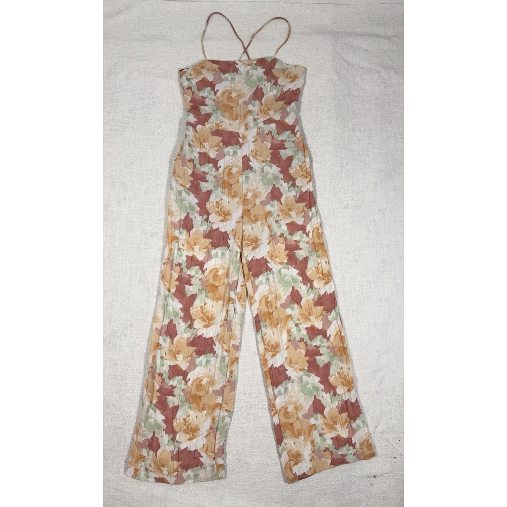 Sage The Label Amalfi Coast Jumpsuit Pink Yellow Floral Sleeveless Size Medium